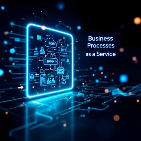 Leuchtende Darstellung „Business Processes as a Service“